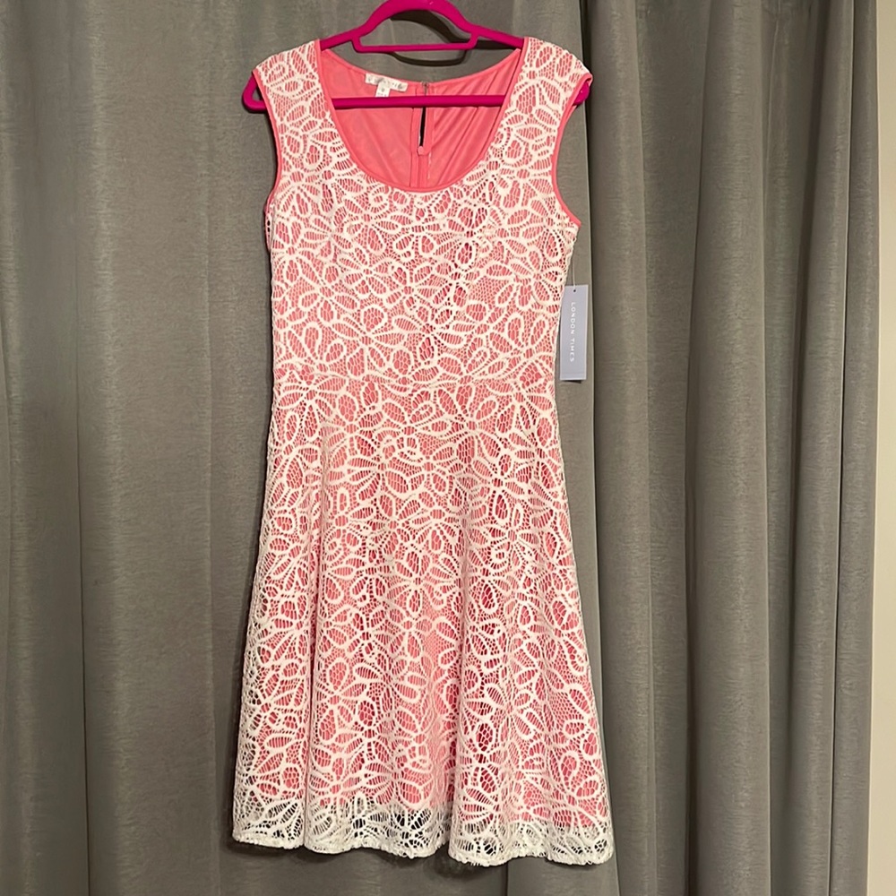 Brand New with Tags London Times Dress pink and white size 8
